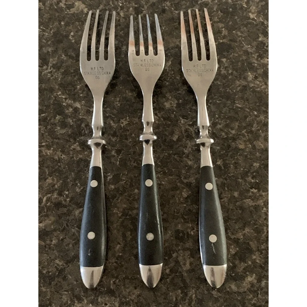 Hampton Silversmiths BISTRO BLACK Dinner Forks Lot Set of 4 Stainless